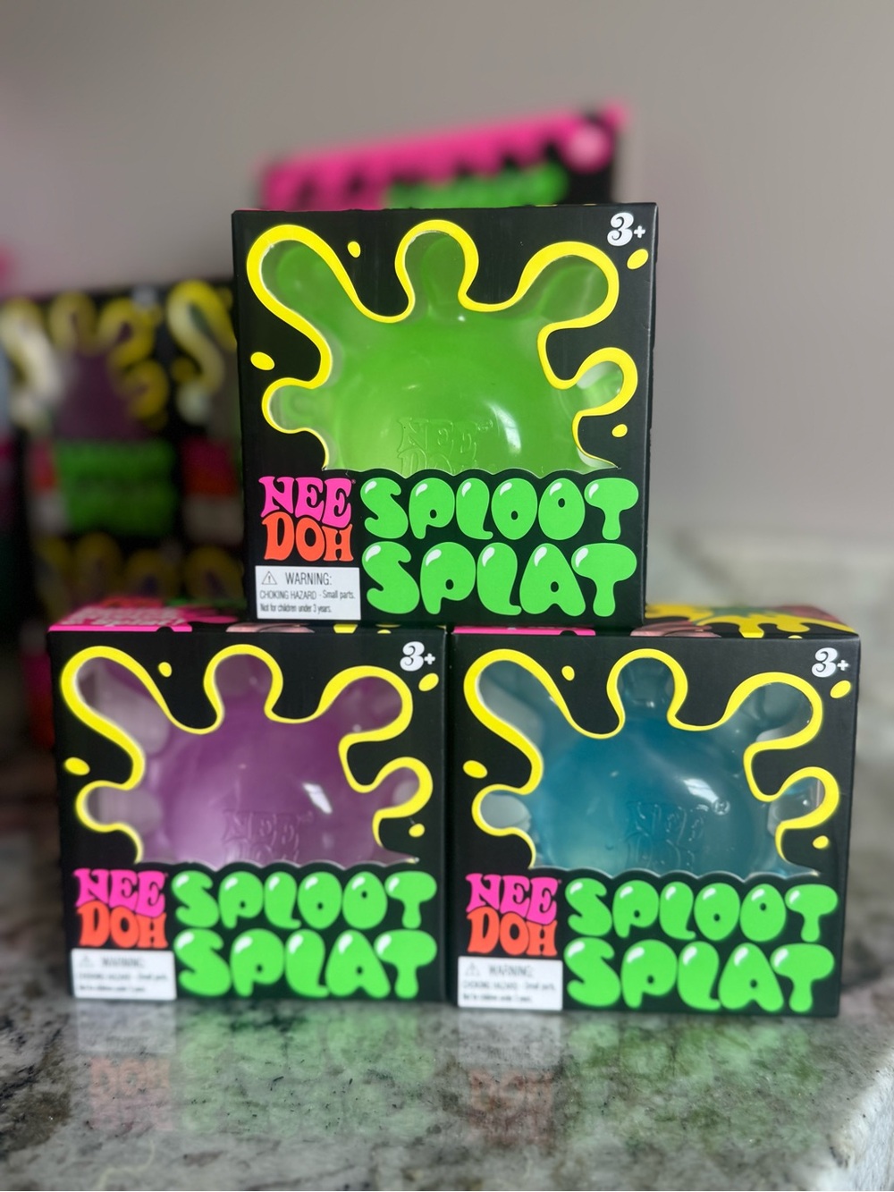 3 Pack Nee Doh Sploot Splat Stress Ball Trio - Green, Purple, Blue AUTHENTIC